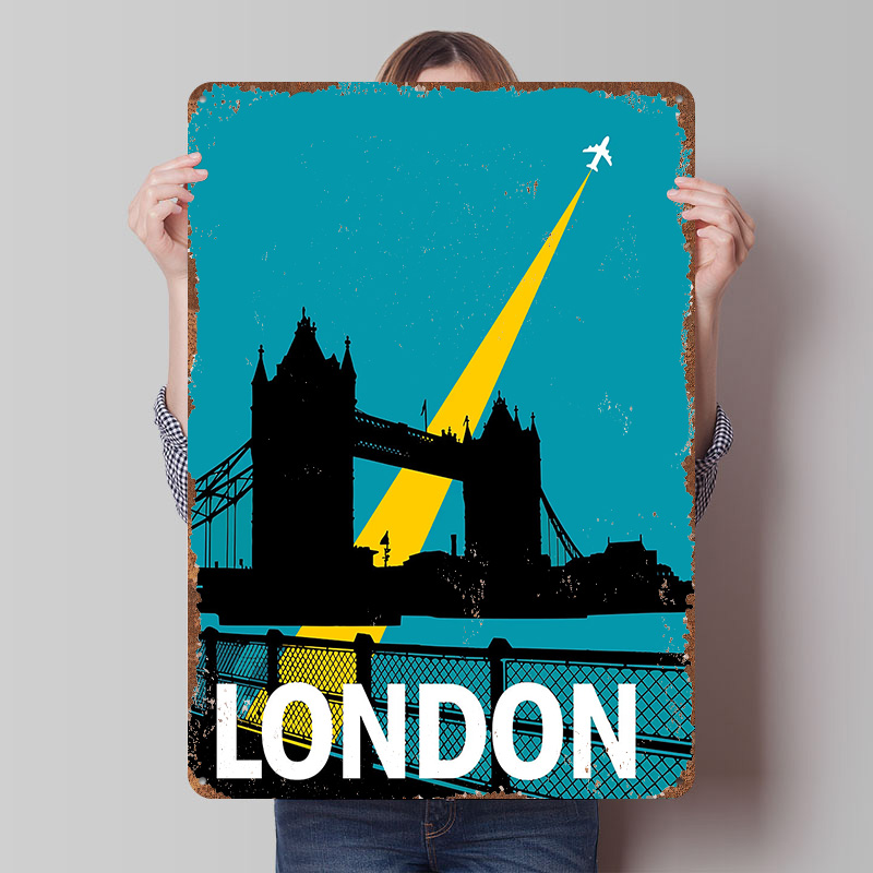 Retro Gaming In London - 런던 여행 타워 브리지 금속 포스터
