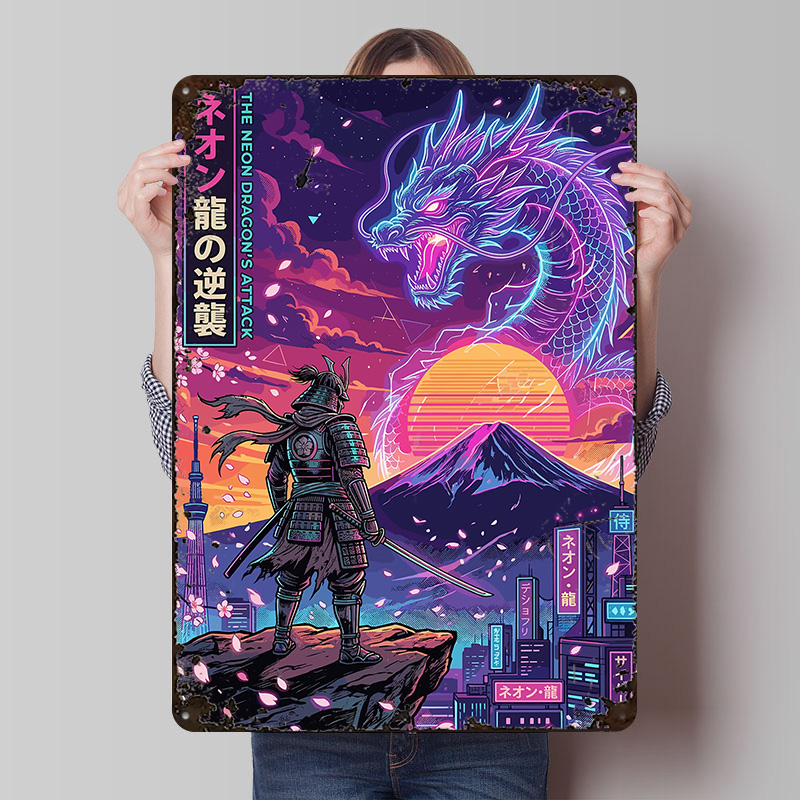 사이버펑크 도쿄 포스터의 사무라이 대 네온 드래곤, 맞 - Retro Gaming Tokyo 리뷰 및 가격