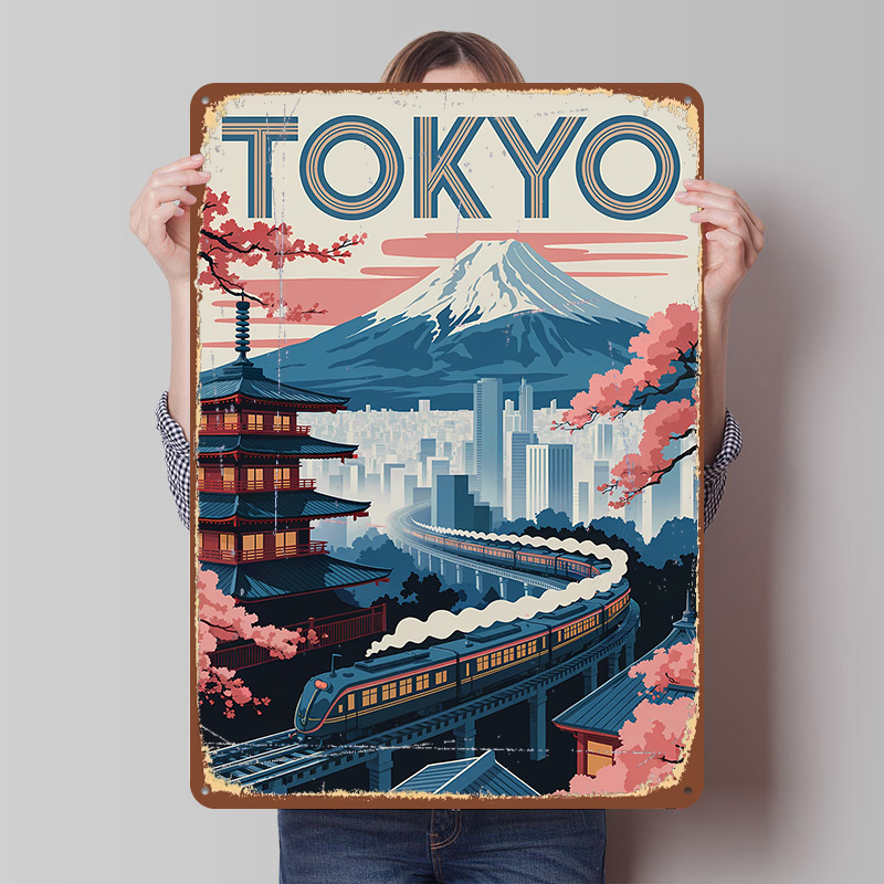 도쿄 여행 기차와 탑이 있는 틴플레이트 포스터, 맞춤형 - Retro Gaming Tokyo 리뷰 및 가격