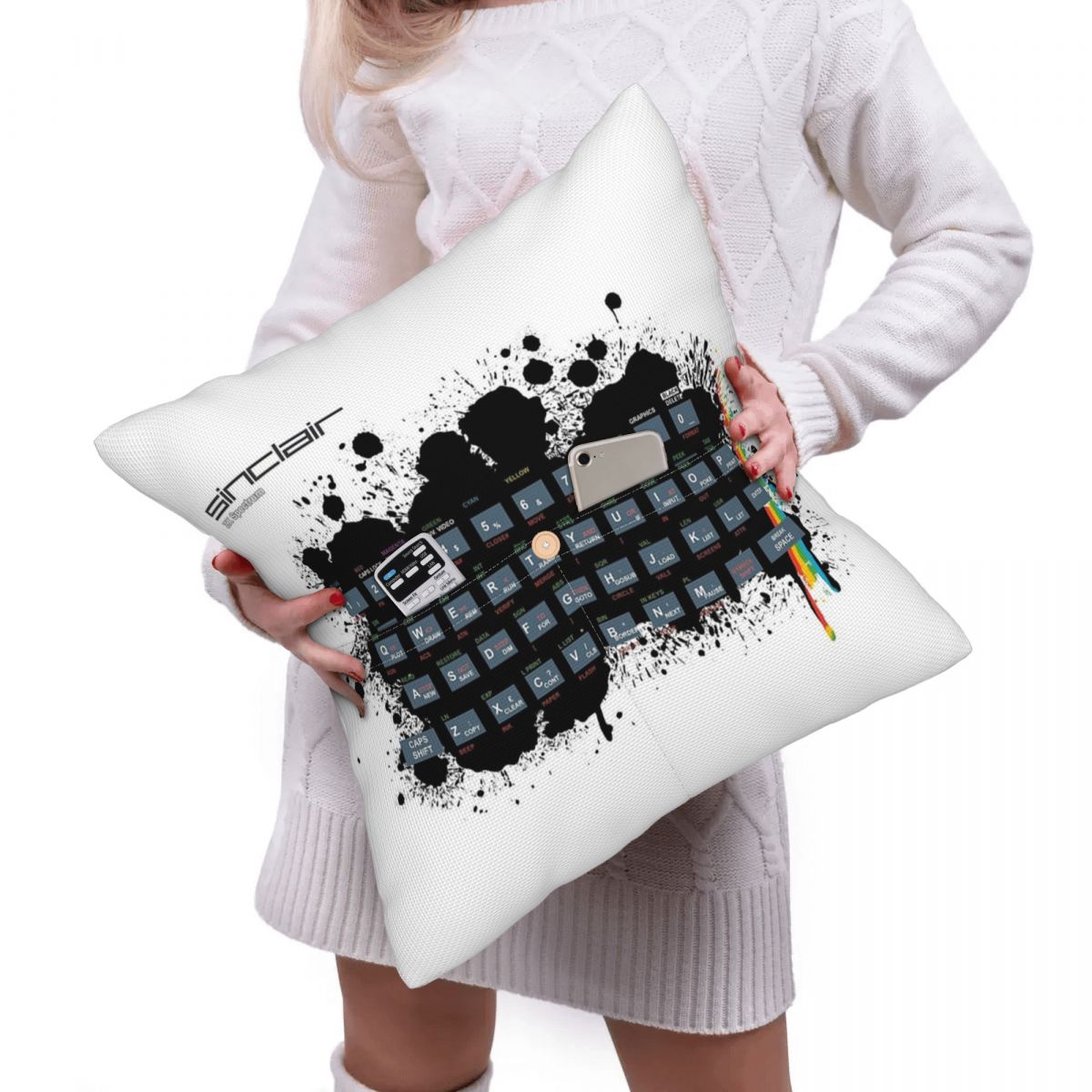 레트로 게임 아트 - ZX 스펙트럼 스퀘어 리넨 베개  - Retro Gaming Zx Spectrum 리뷰 및 가격