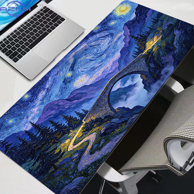 레트로 별이 빛나는 밤 아트 마우스 패드, XXL 장식 - Retro Gaming Desk Setup 리뷰 및 가격